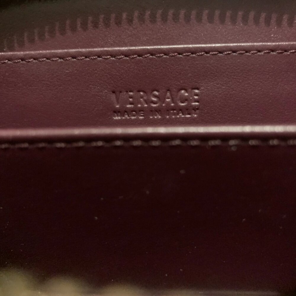 Versace Burgundy Medusa Zip Wallet - Picture 2 of 7